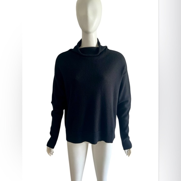 Women Aritzia Wilfred Cyprie Black Merino Wool Pullover Mock Neck Sweater L - Picture 3 of 9